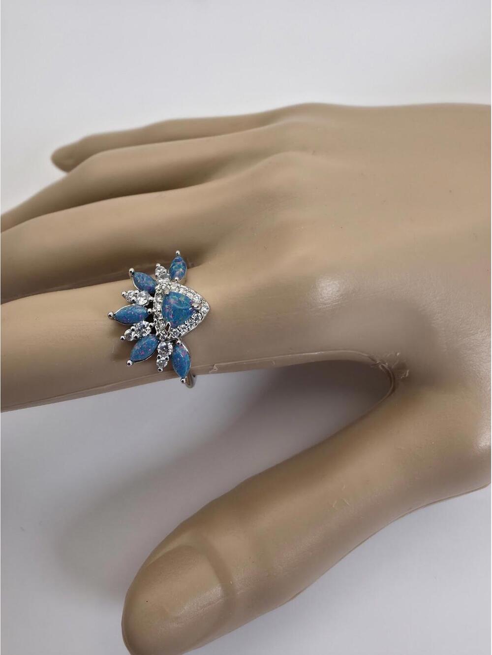 Ring Bomb Party Rbp6563 Now Let's Begin Emerald Fire Opal Size 7 Plated Silver - Picture 6 of 7